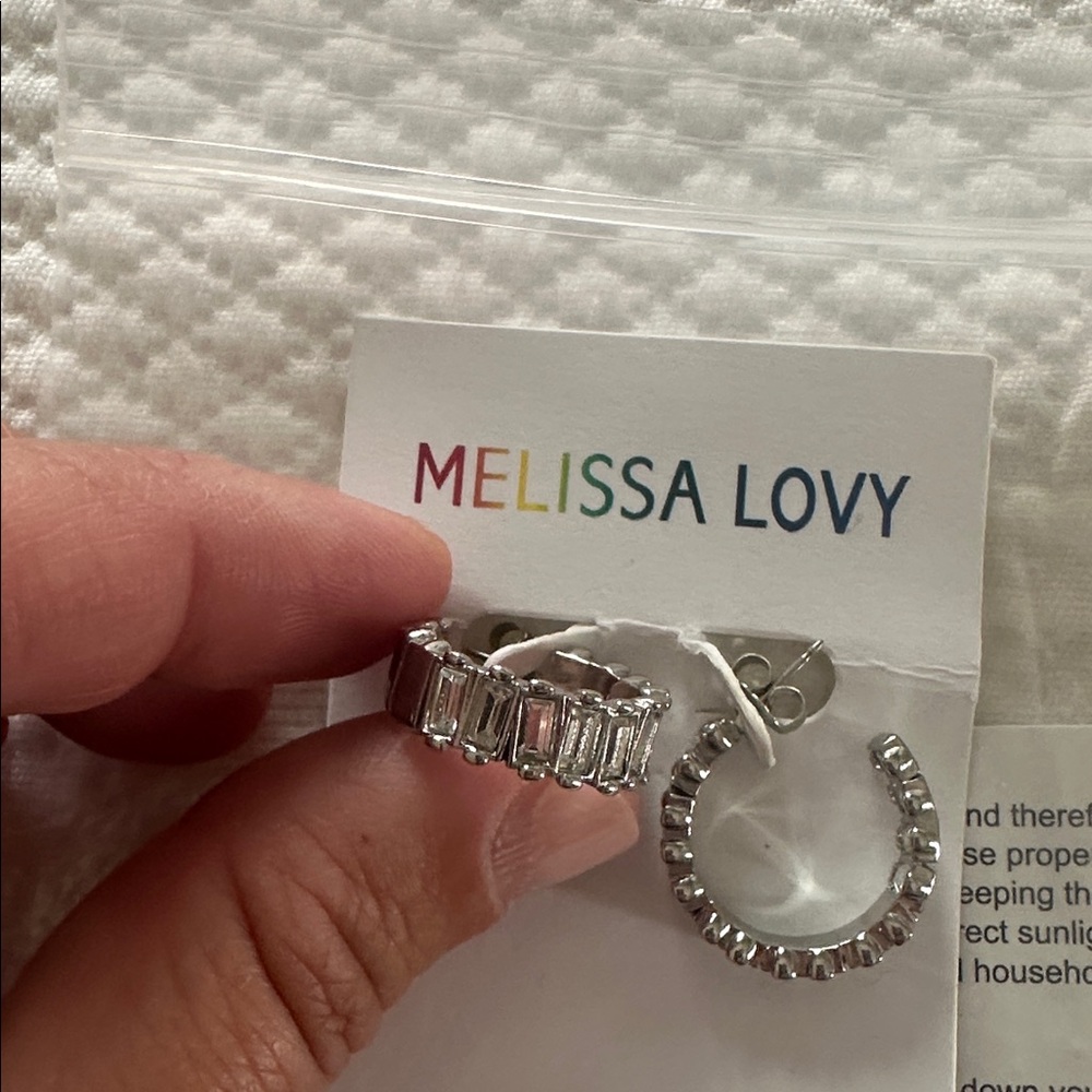 Melissa Lovy Silver Crystal Hoop Earrings
